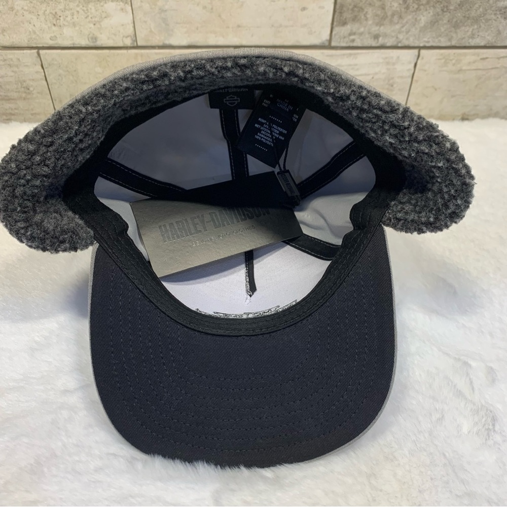 Harley-Davidson Men's Midwest Sherpa Ear Flap Fitted Hat-Grey 97677-23VM   7 1/4 - Picture 8 of 11